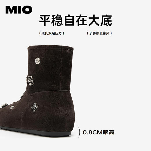 MIO米奥红色雪地靴圣诞金属饰品保暖圆头短款女靴子M256652906 商品图4