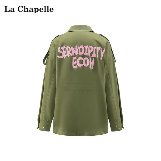 会员福利【明星私服】拉夏贝尔/La Chapelle翻领后背印花大口袋工装长袖外套女新款秋季 商品图3