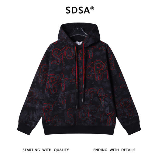 WY1067SSDSA男士秋冬新款痞帅男装美式撞色割破字母抽绳连帽卫衣网红款 商品图1