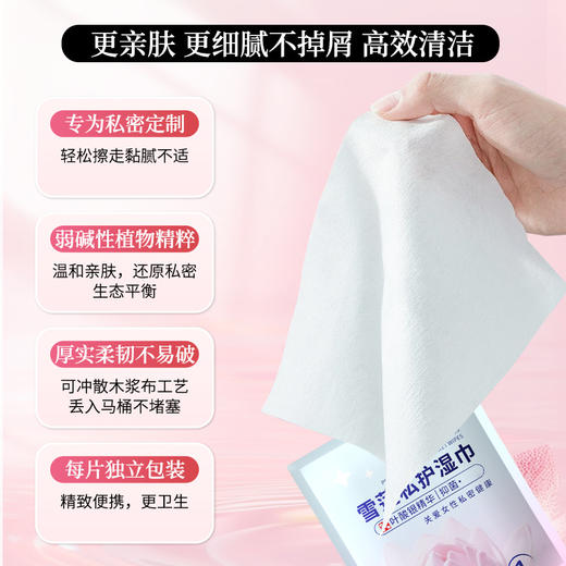 【守护健康！5盒装巨划算！】舒奈美雪莲私护湿巾 女性姨妈期 男女私处抑菌清洁湿纸 独立包装湿巾 商品图3