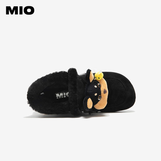 MIO米奥蜜蜂狗雪地靴毛毛加绒黑色保暖短筒可爱女靴M256652915 商品图3