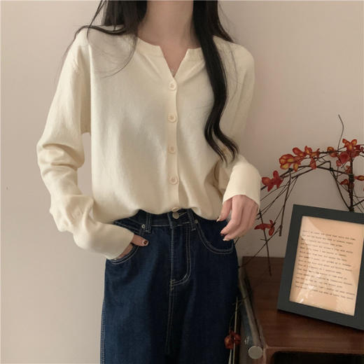 【秋冬圆领针织衫开衫】韩系温柔糯亲肤 宽松短款 外搭毛衣外套上衣  商品图13