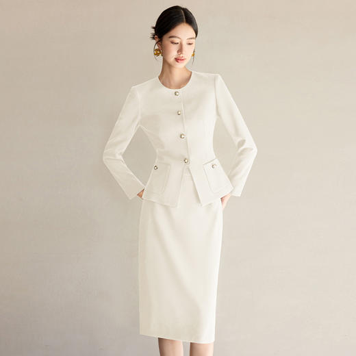 IWY/气质米白色套装女法式名媛小香风职业西装套裙高级感工作服WCS128 商品图1