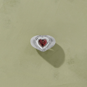 订购4周到｜Tityaravy-Gini-银色 心形 石榴石 戒指［法国设计师］