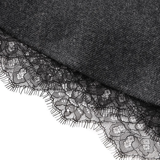 「高货wl」全新升级【铂金会员441/天猫589/差价148】(05350)洛诗琳法式羊毛人字纹连衣裙2025秋季蕾丝拼接收腰A字裙 商品图3