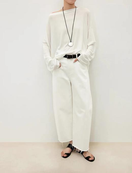 G1356 CC 简约毛边圆弧九分牛仔裤 商品图0