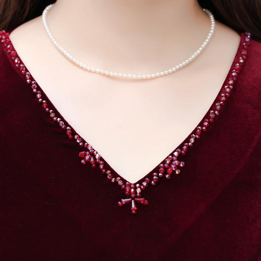 秋季新款金丝绒连衣裙，气质包臀裙中长款开衩裙QYM-LRX-615C9910-Y 商品图3