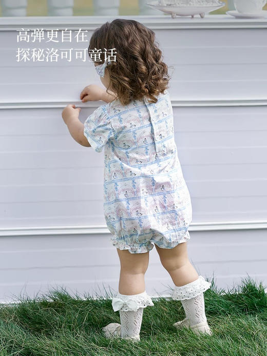 Domiamia 女宝宝梭织短袖花边方领包屁衣 夏季新生儿连体衣 商品图1