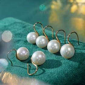 DS925珍珠耳坠-淡水有核白珠耳钩约11mm#