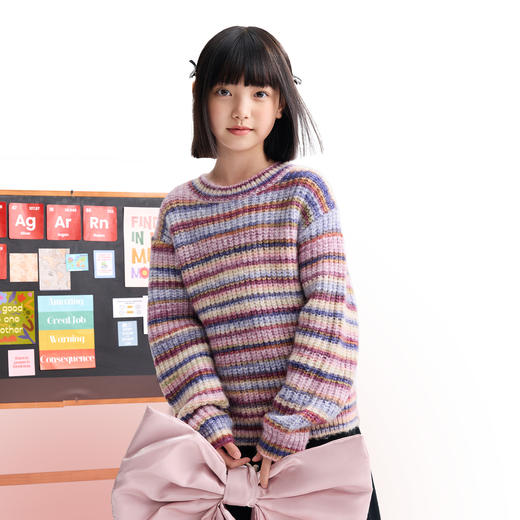女童圆领长袖针织衫冬季新款安奈儿童装EG544622 商品图1