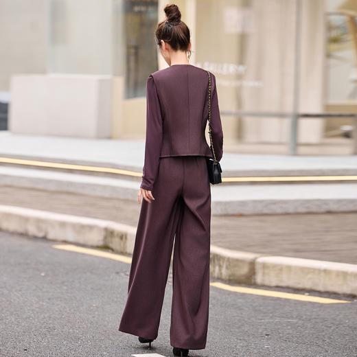 HR YBX8608老钱风时尚马甲套装气质干练阔腿裤三件套 商品图2
