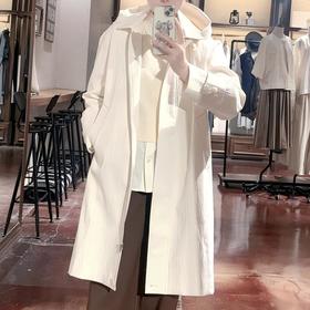 Famecoco范可儿休闲宽松风衣外套长款连帽可拆卸FAC6AA001