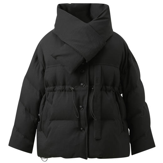 三彩2025冬季新款90白鸭绒羽绒服宽松围脖两穿面包服单排扣M 商品图4