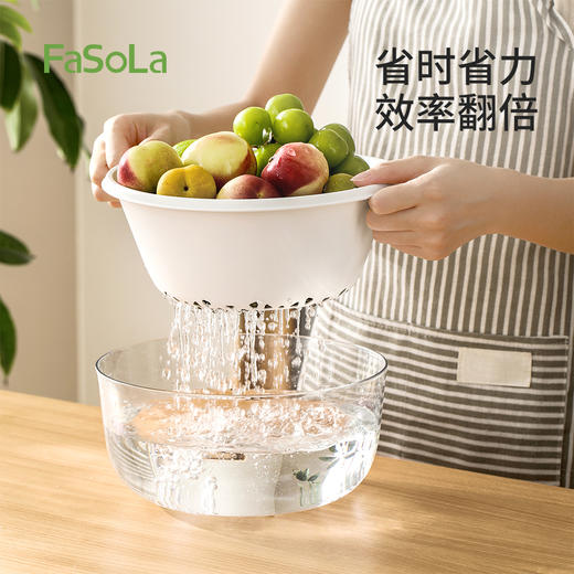 FaSoLa沥水篮四层多功能厨房家用淘洗菜蓝叠序沥水篮套装 商品图6