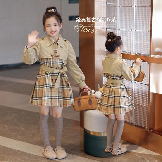 复古格子风衣 商品图0