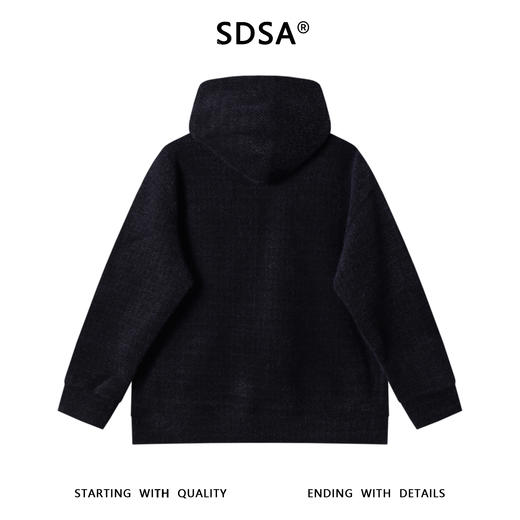 SDSA男士秋冬新款痞帅男装美式绒毛抽绳连帽卫衣休闲暗纹百搭上衣 商品图5