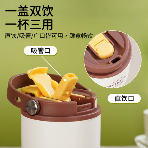 【热销陶瓷内胆保温杯】便捷提手随行咖啡杯 高颜值卡通图案双饮杯 商品图2