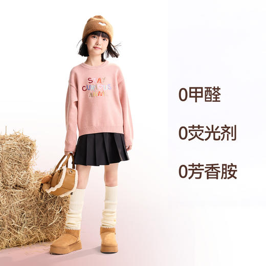 女童圆领长袖针织衫冬季新款安奈儿童装EG544556 商品图2