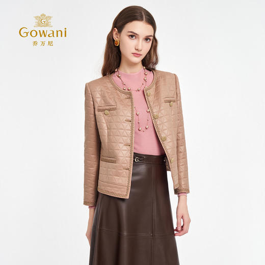 乔万尼新品2025秋菱格设计立体剪裁小香风短款外套ED3B263 商品图2