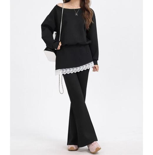 11.11直降到底！！【秋上新】（套装）25003黑色上衣➕蕾丝微喇裤两件套-喜出 商品图5