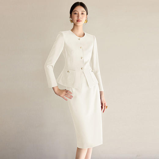 IWY/气质米白色套装女法式名媛小香风职业西装套裙高级感工作服WCS128 商品图0