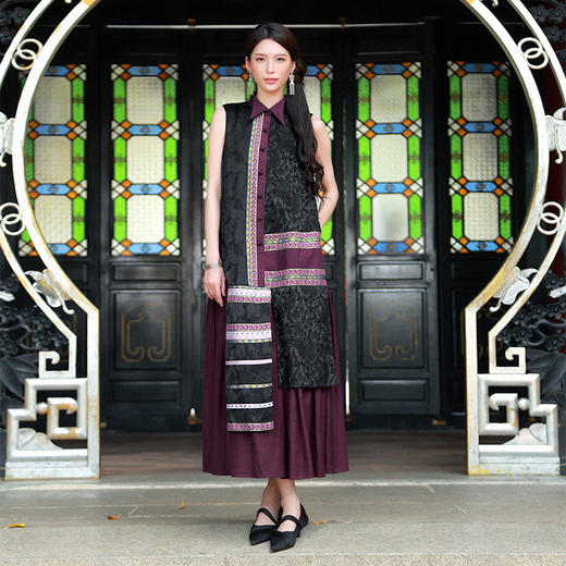 【杨丽萍旗袍改良款】暗香盈秀拼接连衣裙 | 紫色优雅端庄 |现货加急发 商品图4