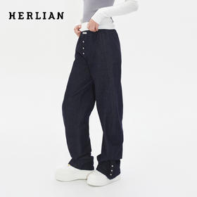 HERLIAN 2025秋季新品女士松紧腰头弯刀牛仔裤