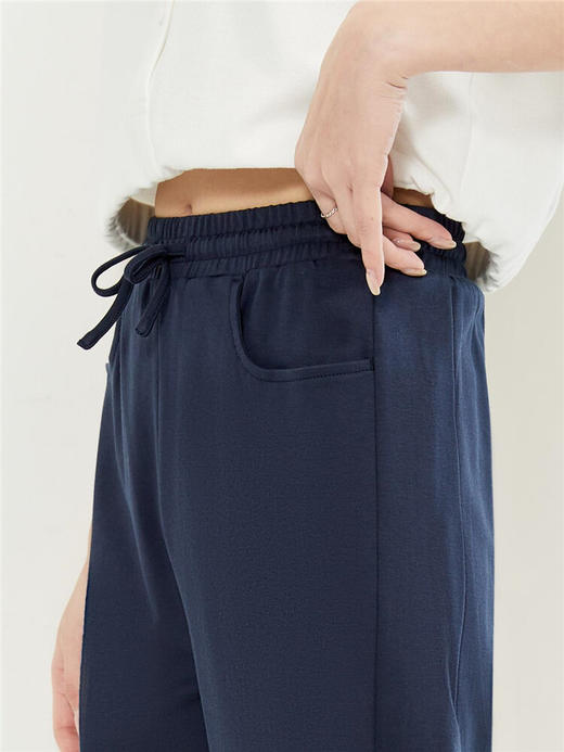 佐丹奴八分裤女纯棉垂感糯米裤开叉松紧腰亲肤透气卫裤女13424341 商品图3