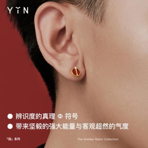 「因」系列 黄金比红玉髓黑玛瑙耳钉 商品图2