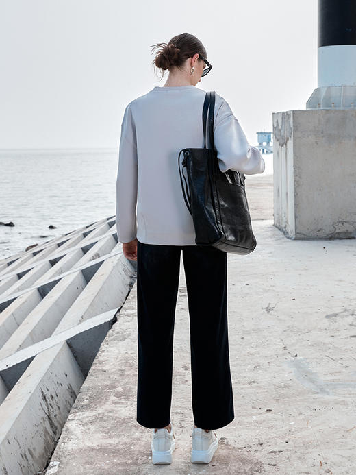 ICB日系春季通勤宽松混纺空气棉圆领套头长袖卫衣针织衫商场同款 商品图4