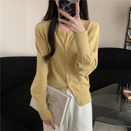 【秋冬圆领针织衫开衫】韩系温柔糯亲肤 宽松短款 外搭毛衣外套上衣  商品图11