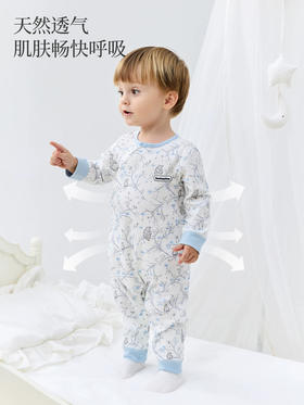 Domiamia 男女宝宝针织长袖圆领斜开爬服 A类亲肤宝宝家居服