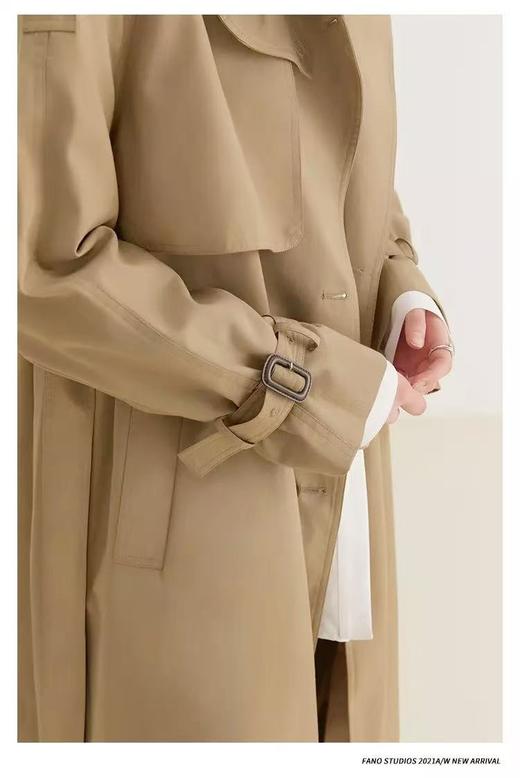 【秋上新】软料挺括有骨感风衣！！90100英伦风双排扣设计感长款风衣外套-喜出 商品图9