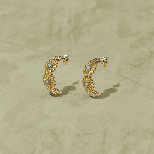 北京仓｜Tityaravy-Saï-金色 花朵 白托帕石 耳环［法国设计师］ 商品图0