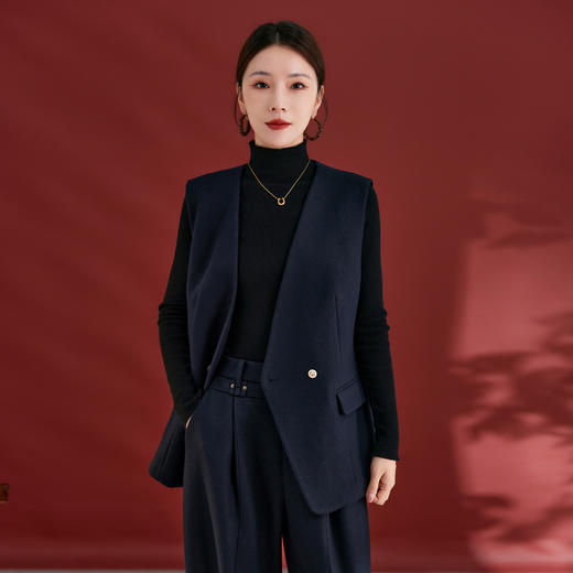 QS西装马甲女秋季新款外穿法式羊毛梭织气质百搭日常通勤上衣女2021 商品图1