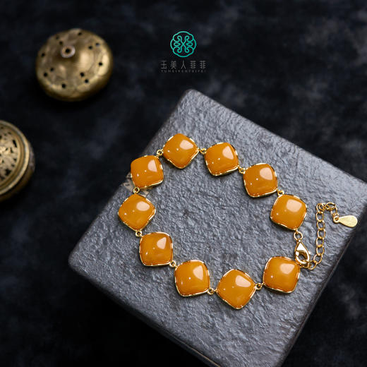 DS925蜜蜡单圈-方蛋面连排手链约12*12 商品图0