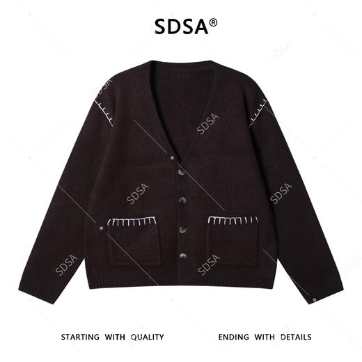 2715SDSA男士秋冬新款痞帅男装复古港风撞色缝线V领针织衫慵懒风毛衣 商品图1