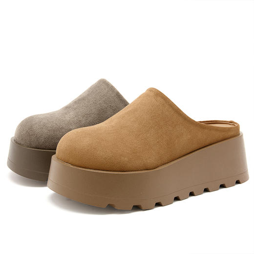 西遇厚底勃肯鞋女新款一脚蹬小个子增高松糕鞋包头半拖鞋V0356303 商品图4