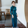 SC22059蓝色2025新款长款复合修身宴会气质年轻复古旗袍 商品缩略图2