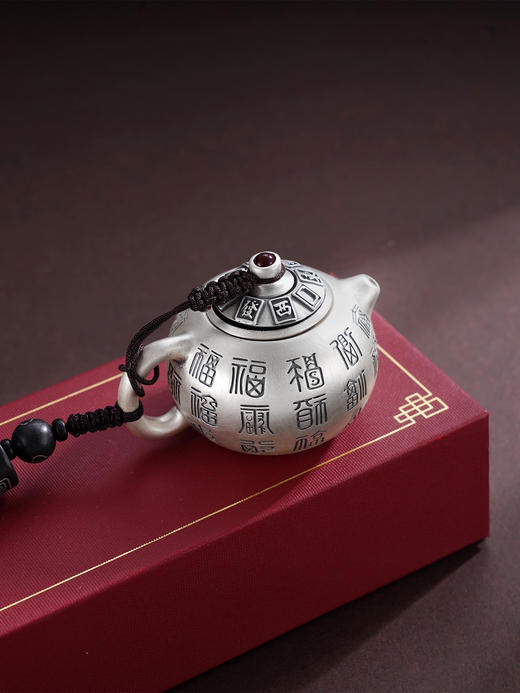 子佩集S999【百福圆满】手把件【YSK555】纯银小摆件迷你小茶壶可转动可打开原创作品2508 商品图4