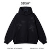 D012SDSA秋冬新款痞帅男装潮牌刺绣字母连帽卫衣十字金属装饰百搭上衣 商品缩略图1