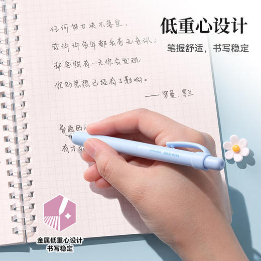 樱花（SAKURA）中性笔整盒12支0.5双珠低重心学生按动式考试刷题笔防水签字笔办公用品水性笔冰淇淋蓝杆_MW 商品图4