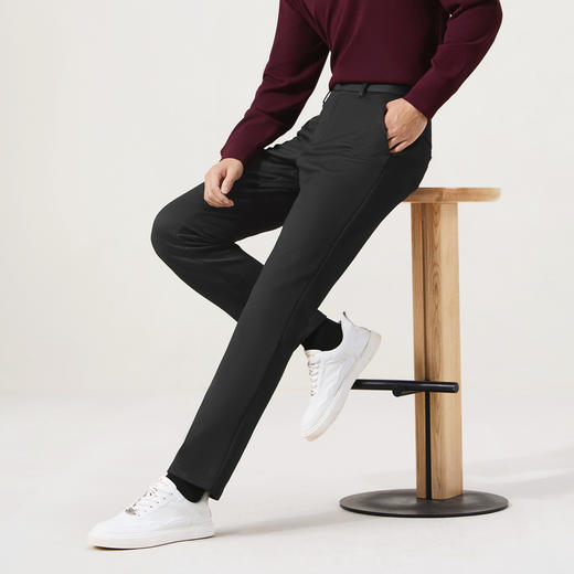 【含羊毛/莫代尔】柒牌休闲针织长裤2025抗皱保暖几何印花休闲裤129H72160 商品图1