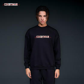 COURTMAN野球帝简约飘带logo圆领卫衣男秋季新款套头宽松长袖上衣潮