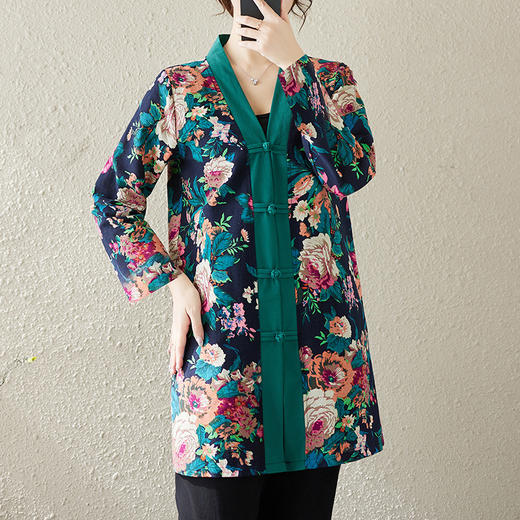 GYH 8809外套中式民族风盘扣开衫中长款薄款衬衫 商品图2