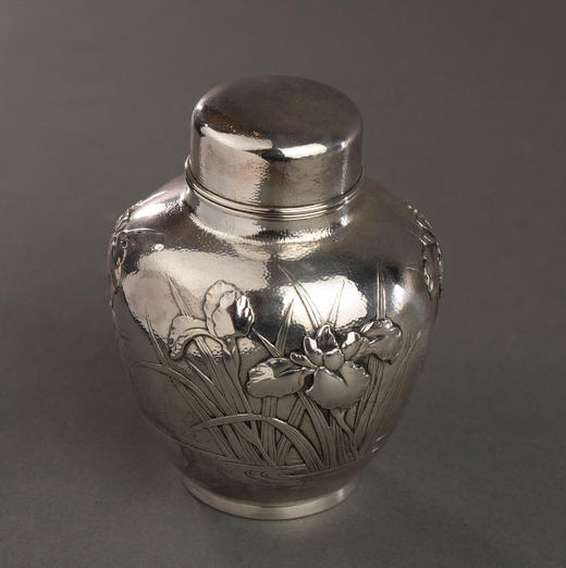 独角鹿西洋古董20世纪早期日本横滨武士商会Samurai Shokai签名出品鸢尾花主题纯银精雕咖啡茶具套件 商品图5