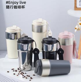 秋冬【陶瓷内胆咖啡杯】316不锈钢保温杯 便携手提简约直饮吸管双饮杯