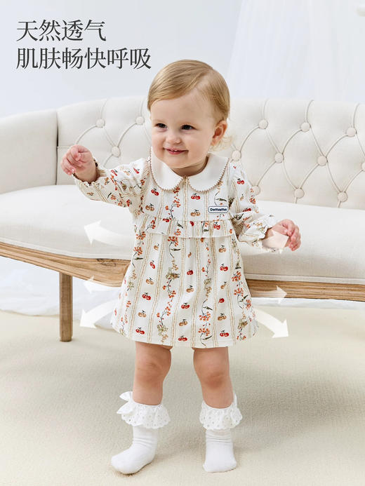 Domiamia 女宝宝针织圆领假两件包屁衣 秋季小月龄外出服 商品图1