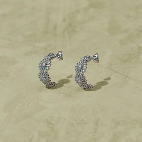 订购4周到｜Tityaravy-Saï-银色 花朵 白托帕石 耳环［法国设计师］