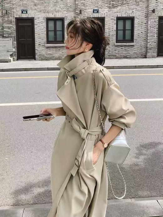 12.12错过没有！清货不退【秋上新】软料挺括有骨感风衣！！22167金属卡扣系带风衣长款-喜出 商品图2